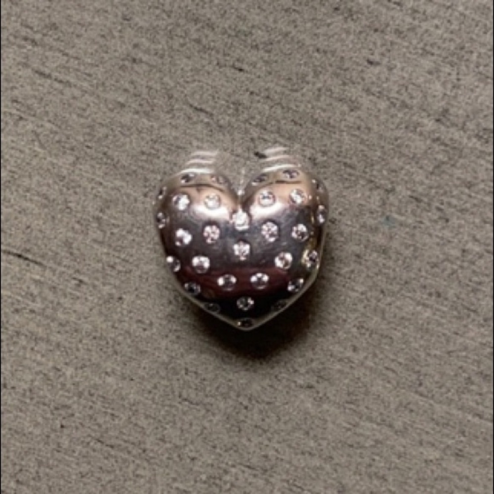 Pandora Charm - retired puffy heart with clear cz